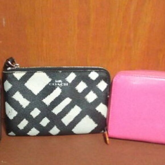 MK Burgundy Small Wallet, Baekgaard Pink Wallet and Coach White Black Wristlet - Picture 3 of 11
